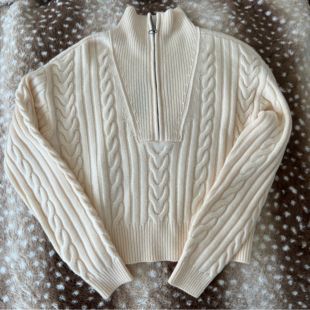 PAIGE Cable Knit Half Zip Sweater
